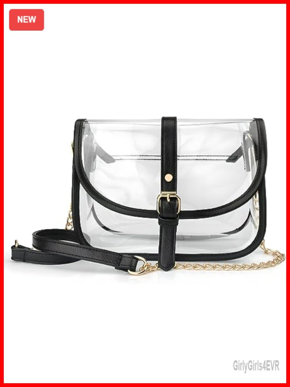 Clear PVC Crossbody Saddle Bag with Detachable Chain Strap